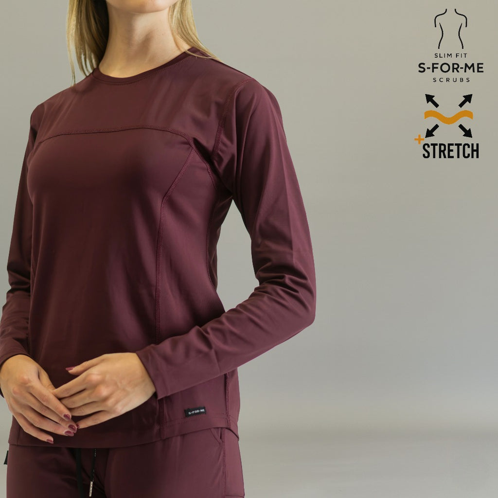 blusa under scrub vino mujer super stretch look clinico sandel medica