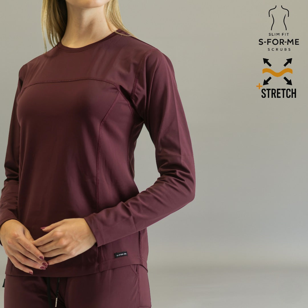 blusa under scrub vino mujer super stretch look clinico sandel medica