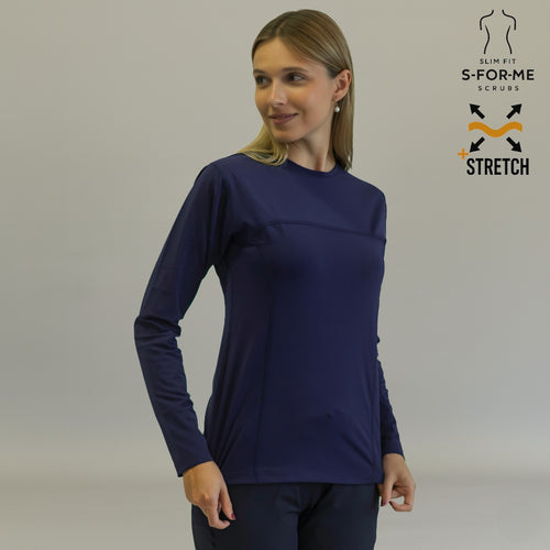 blusa under scrub azul marino mujer manga larga espalda sandel medica