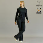 blusa under scrub negro mujer manga larga acercamiento sandel medica