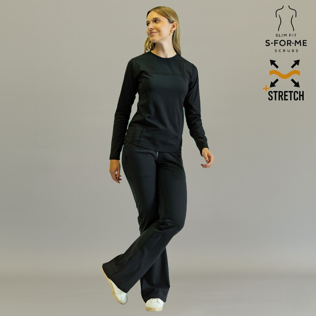 blusa under scrub negro mujer manga larga acercamiento sandel medica