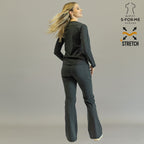 blusa under scrub negro mujer manga larga detalle costuras sandel medica