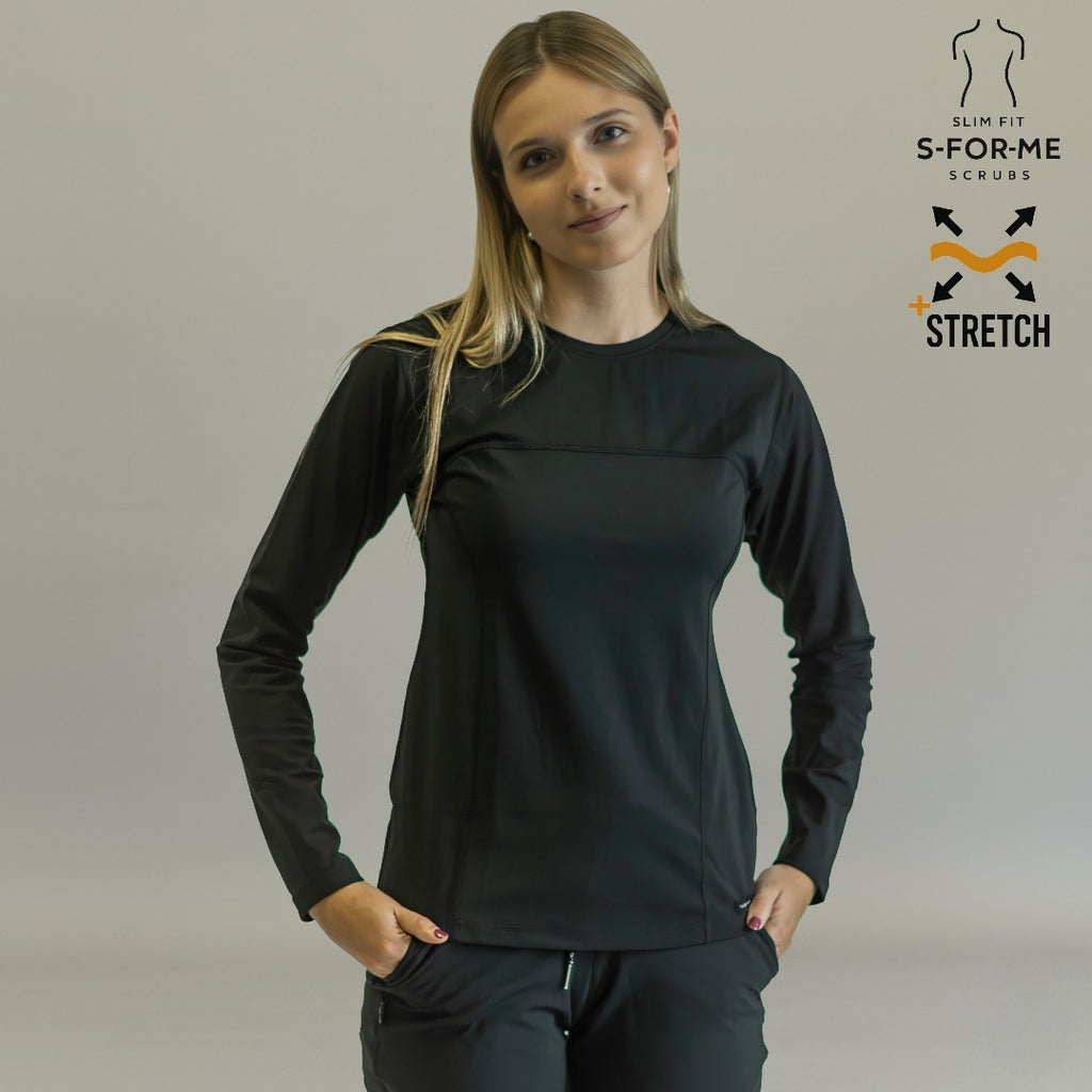 blusa under scrub negro mujer manga larga frente sandel medica