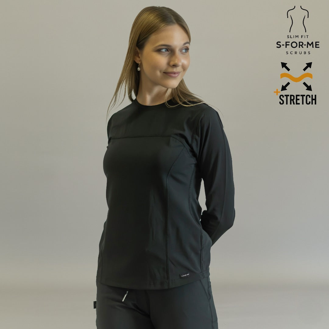 blusa under scrub negro mujer manga larga detalle tela sandel medica