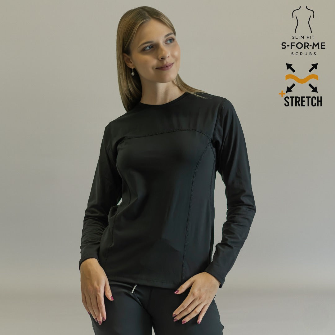blusa under scrub negro mujer manga larga espalda sandel medica