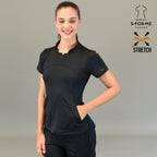 Filipina scrub negra para mujer Estilo 910 vista lateral Sandel Medica