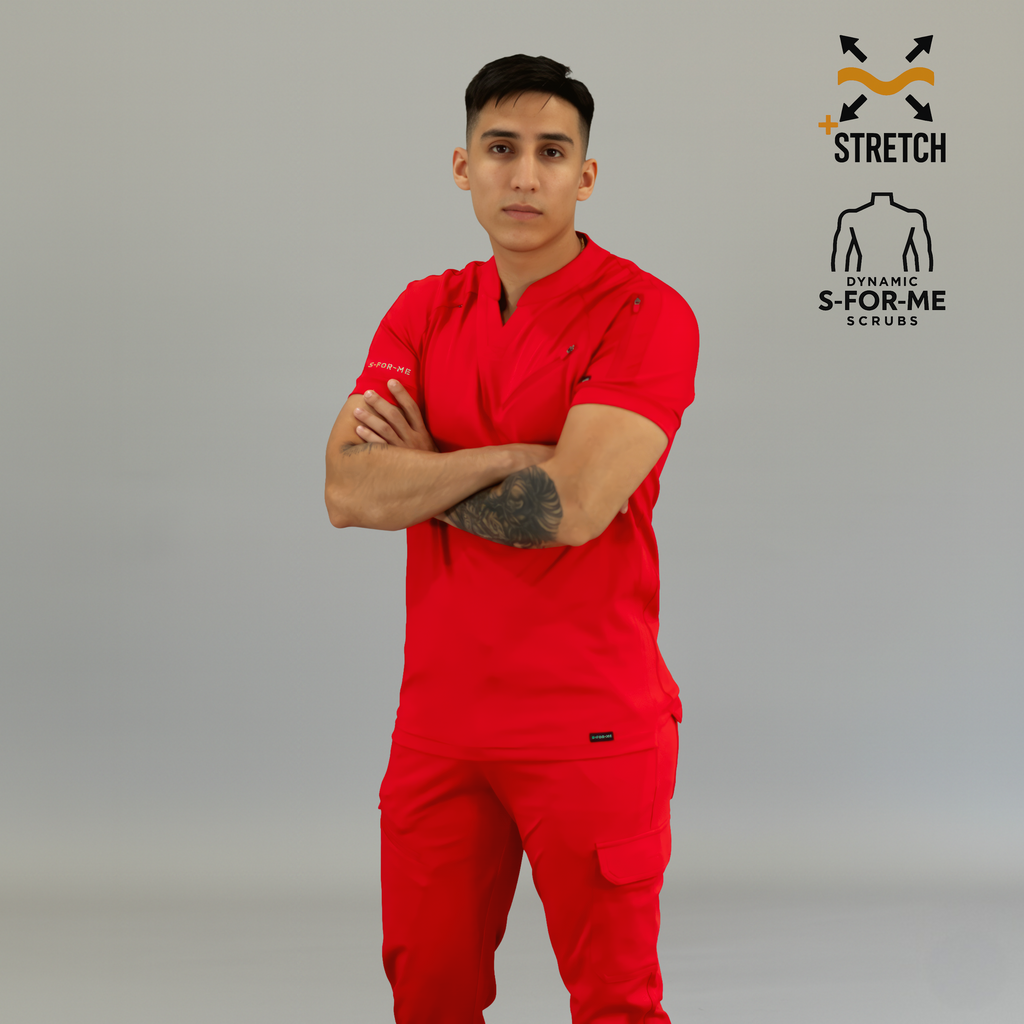Conjunto Quirúrgico Hombre · Scrubs 905 Super Stretch · Rojo