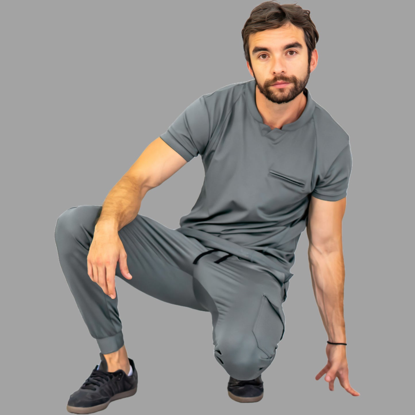 Jogger Est. 910 Quirúrgico Hombre Gris Medio Super Stretch, Scrubs 910