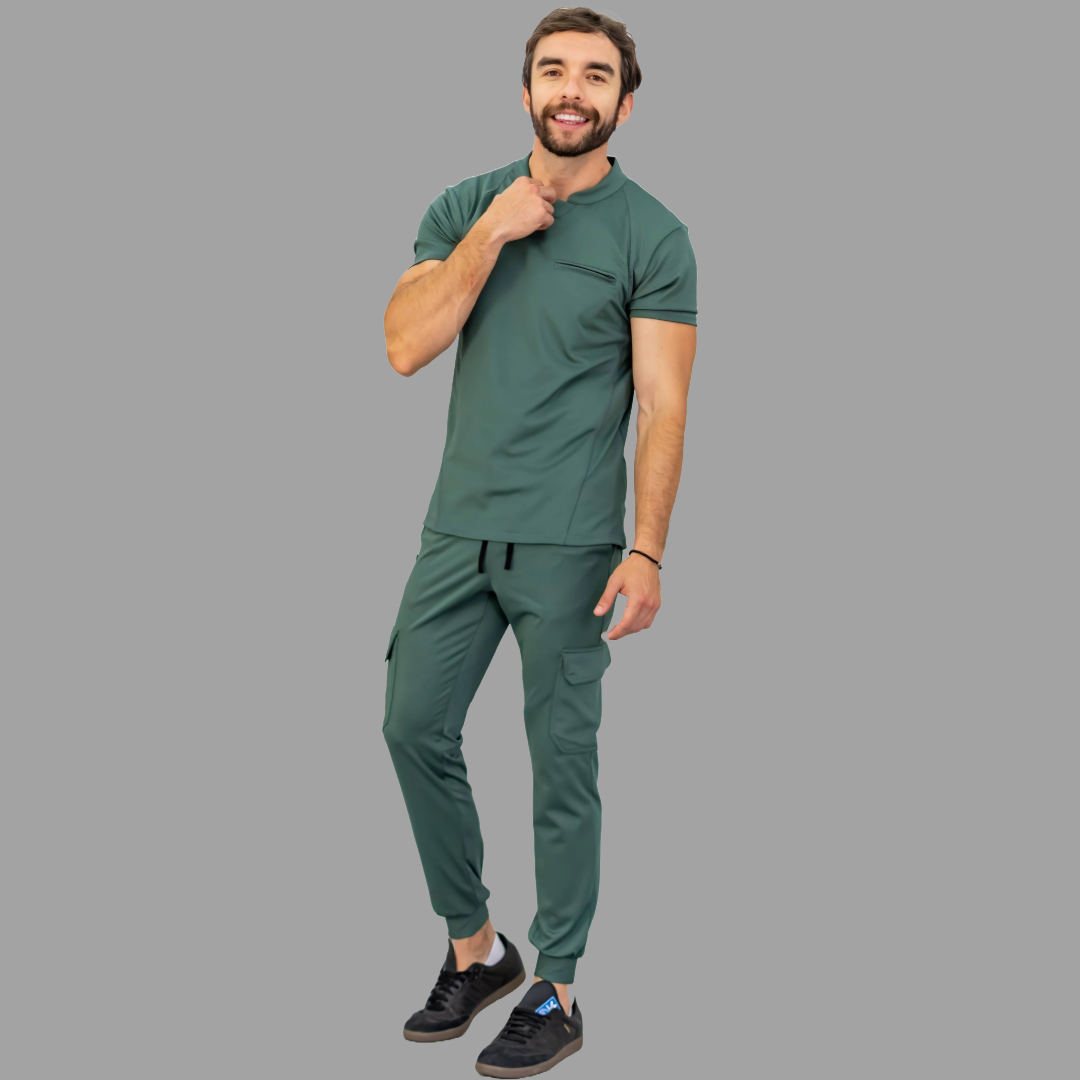 Conjunto Quirúrgico Verde Pino para Hombre – Estilo 910 | Super Stretch Slim Fit
