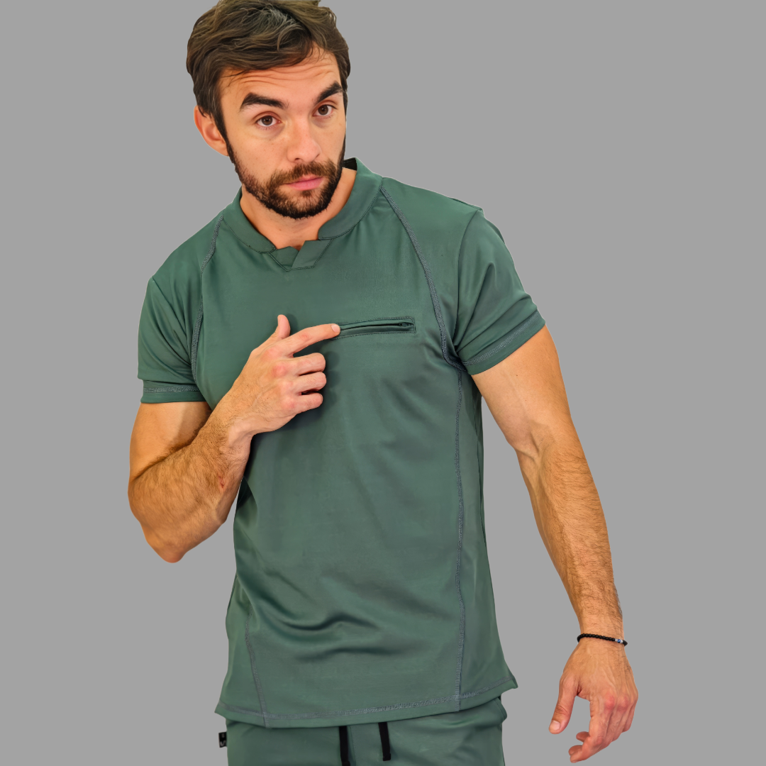 Conjunto Quirúrgico Verde Pino para Hombre – Estilo 910 | Super Stretch Slim Fit