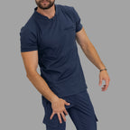 Filipina médica azul marino hombre Super Stretch 910 con pantalón a juego