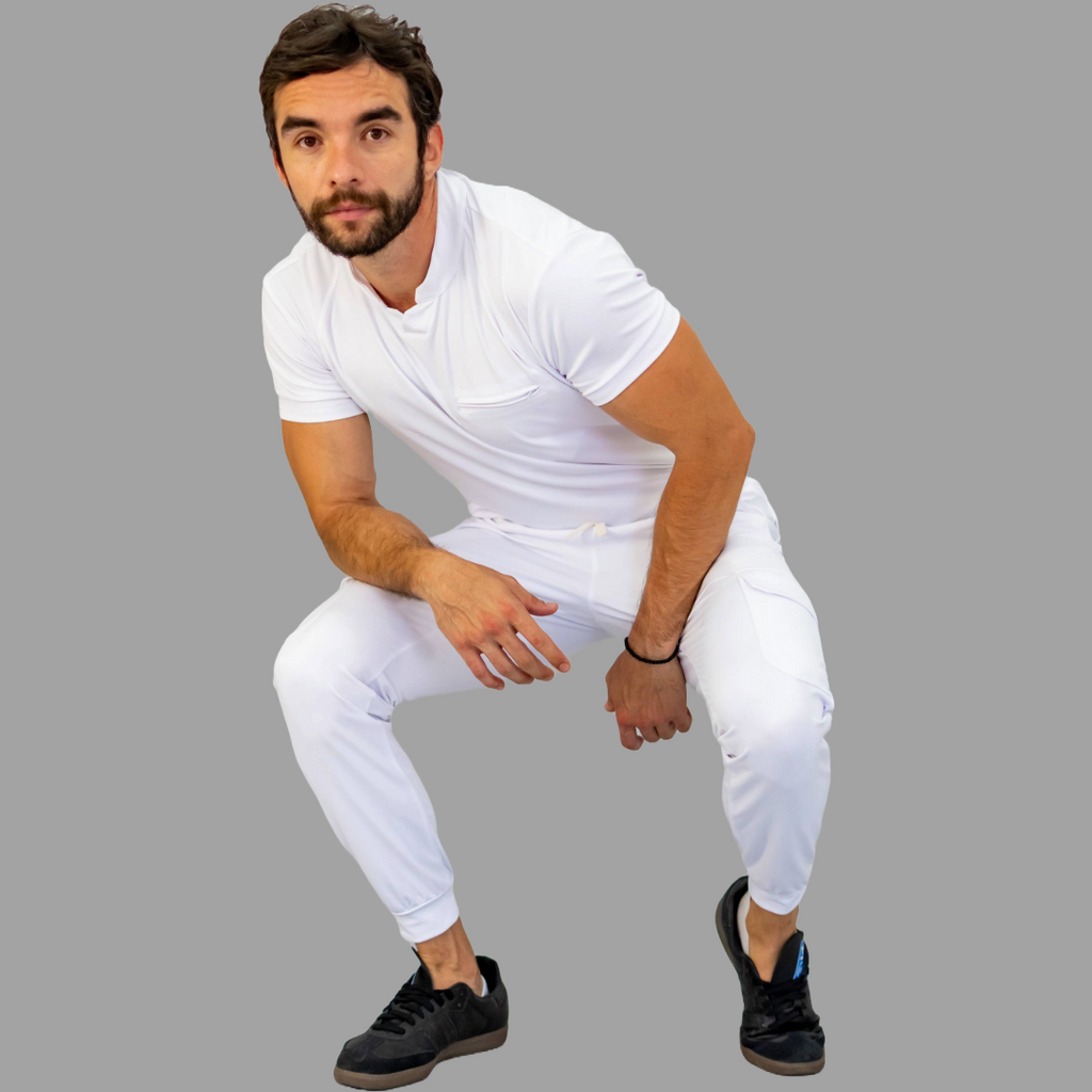 Conjunto Quirúrgico Blanco para Hombre – Estilo 910 | Super Stretch Slim Fit