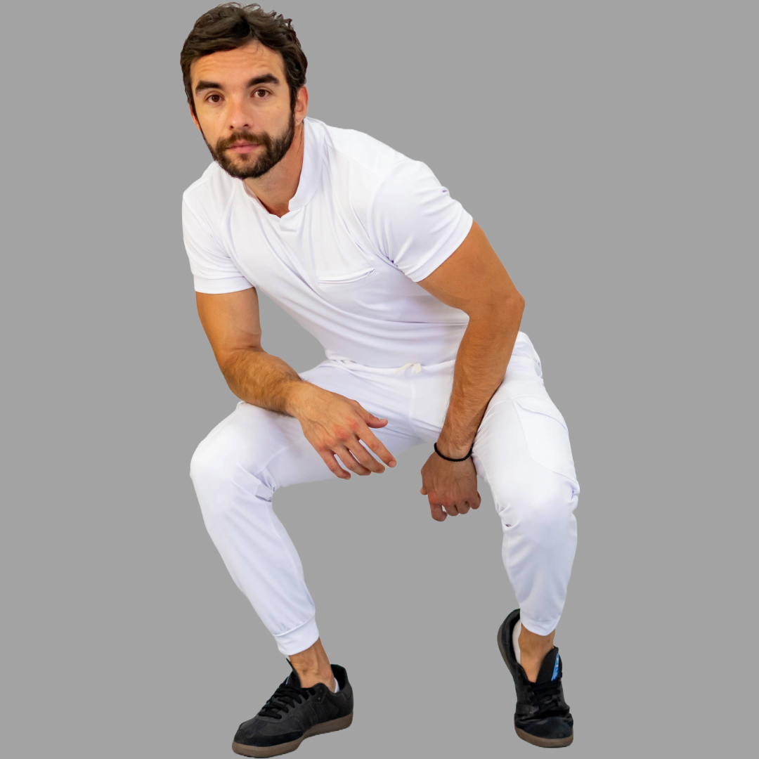 Conjunto Quirúrgico Blanco para Hombre – Estilo 910 | Super Stretch Slim Fit