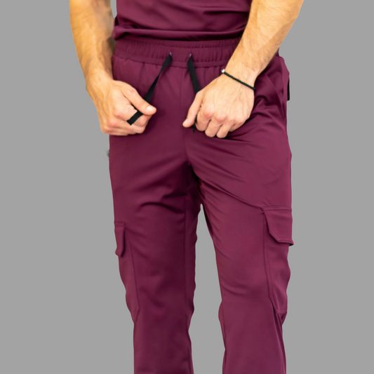 Pantalón Est. 910 Dobladillo Quirúrgico Hombre Vino Super Stretch, Scrubs 910