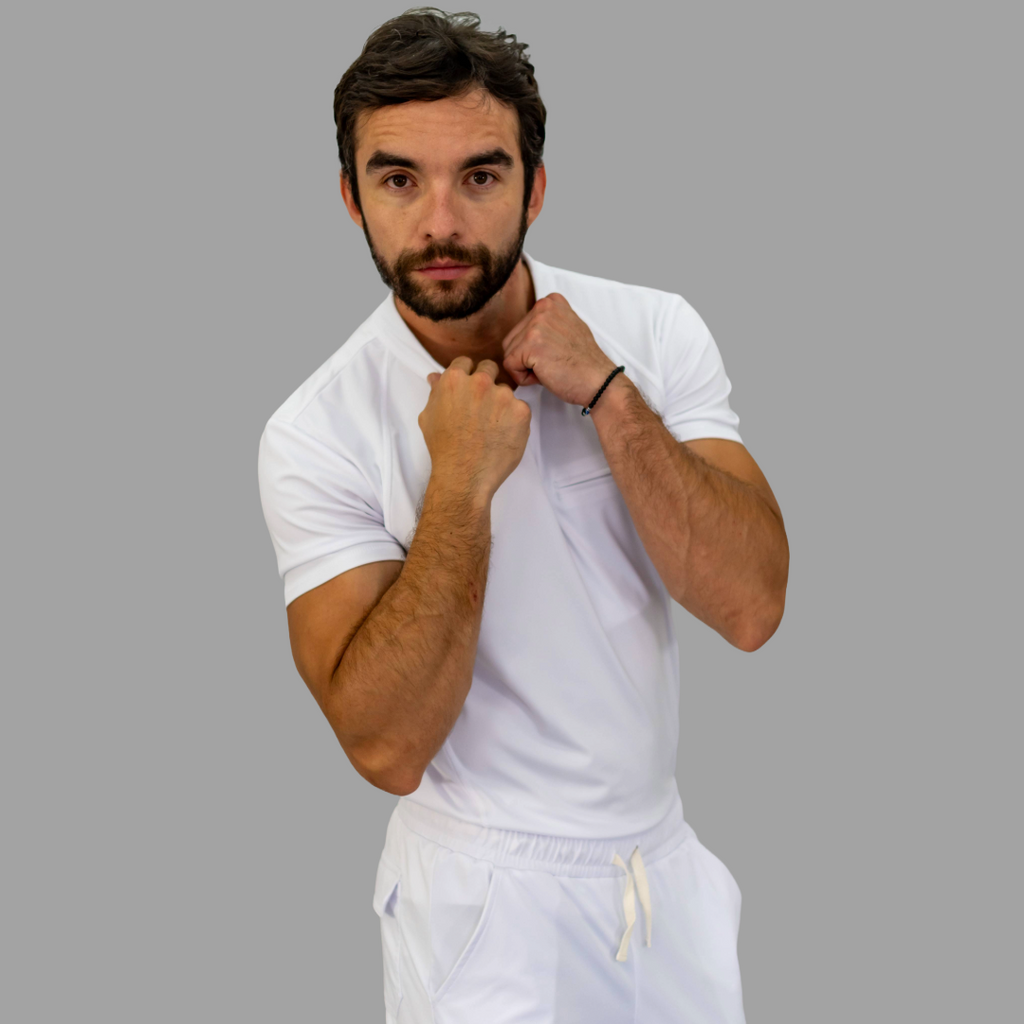 Conjunto Quirúrgico Blanco para Hombre – Estilo 910 | Super Stretch Slim Fit