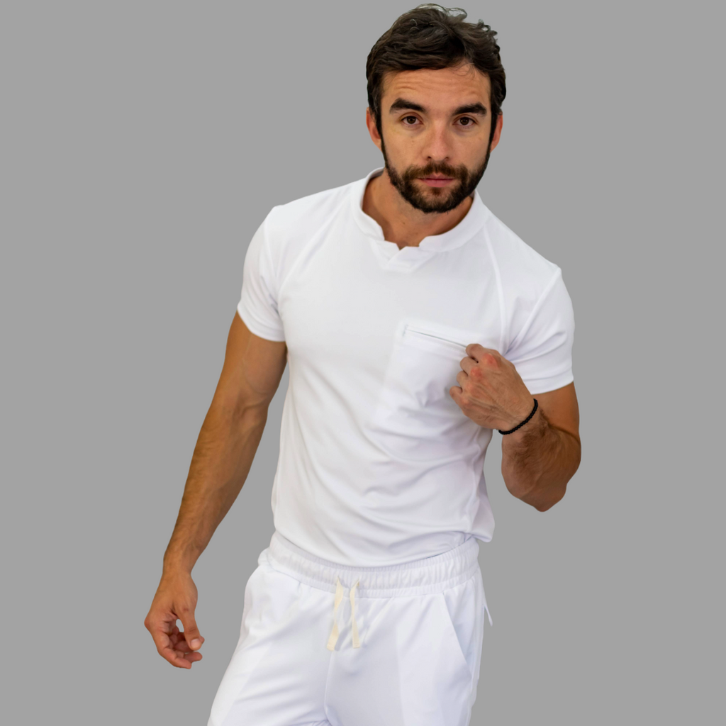 Conjunto Quirúrgico Blanco para Hombre – Estilo 910 | Super Stretch Slim Fit