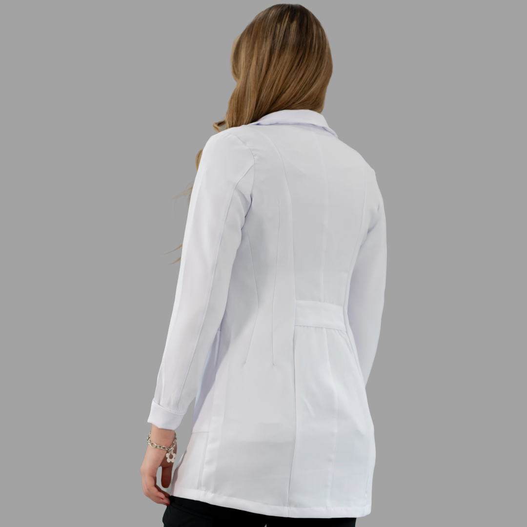 Bata Médica Stretch Blanca Dama, Antifluido Alviero