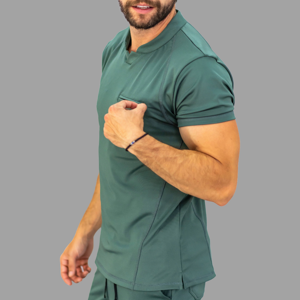 Conjunto Quirúrgico Verde Pino para Hombre – Estilo 910 | Super Stretch Slim Fit