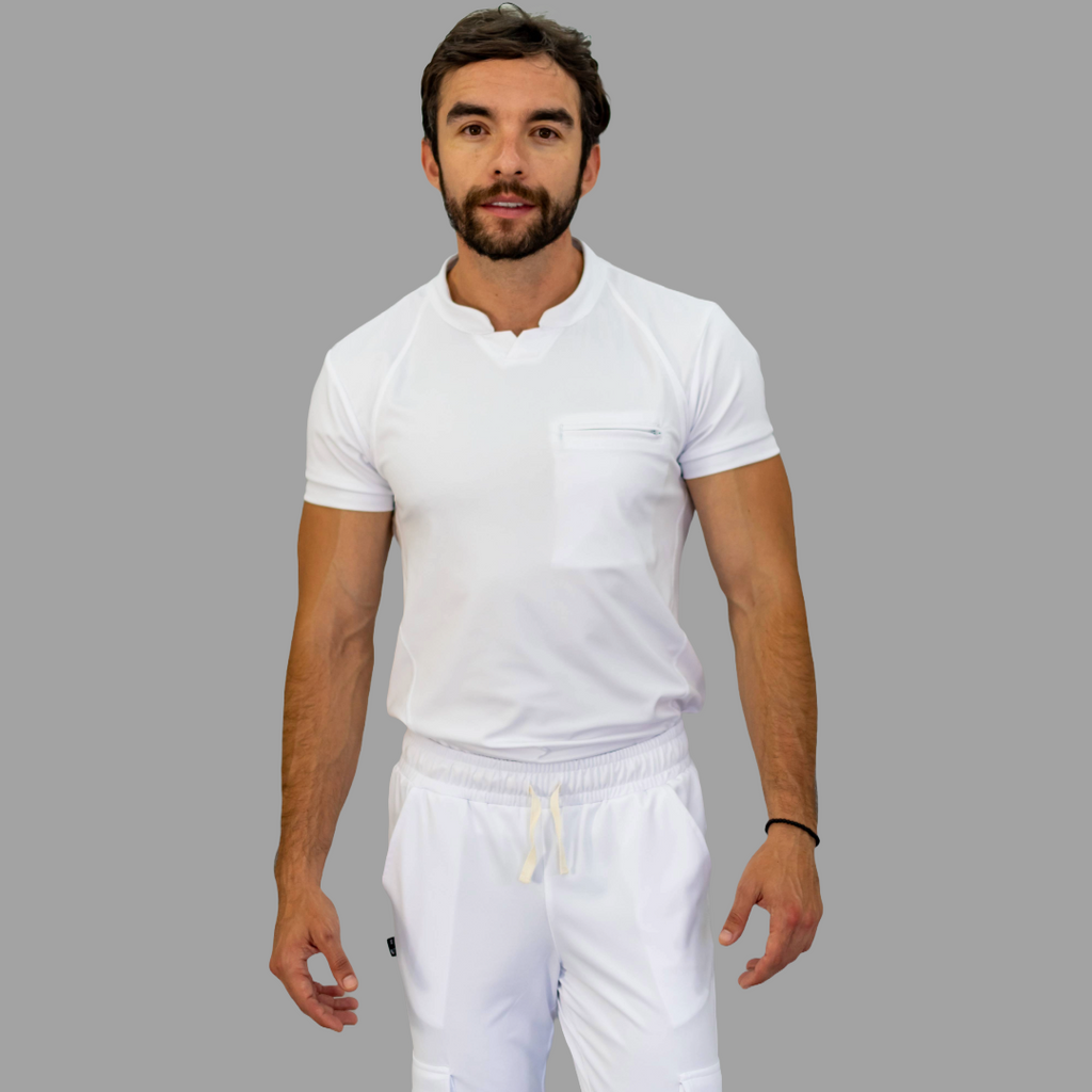 Conjunto Quirúrgico Blanco para Hombre – Estilo 910 | Super Stretch Slim Fit