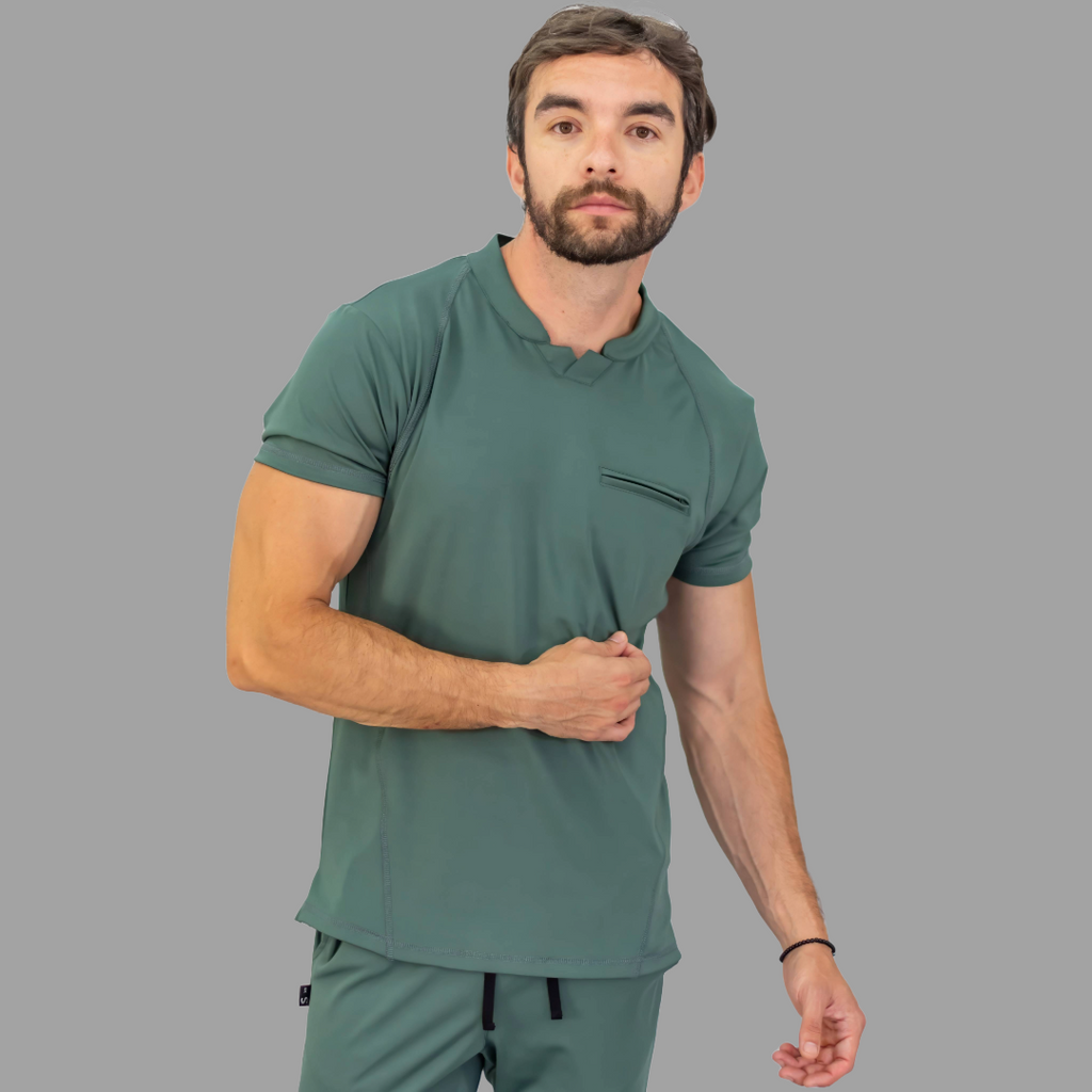 Conjunto Quirúrgico Verde Pino para Hombre – Estilo 910 | Super Stretch Slim Fit