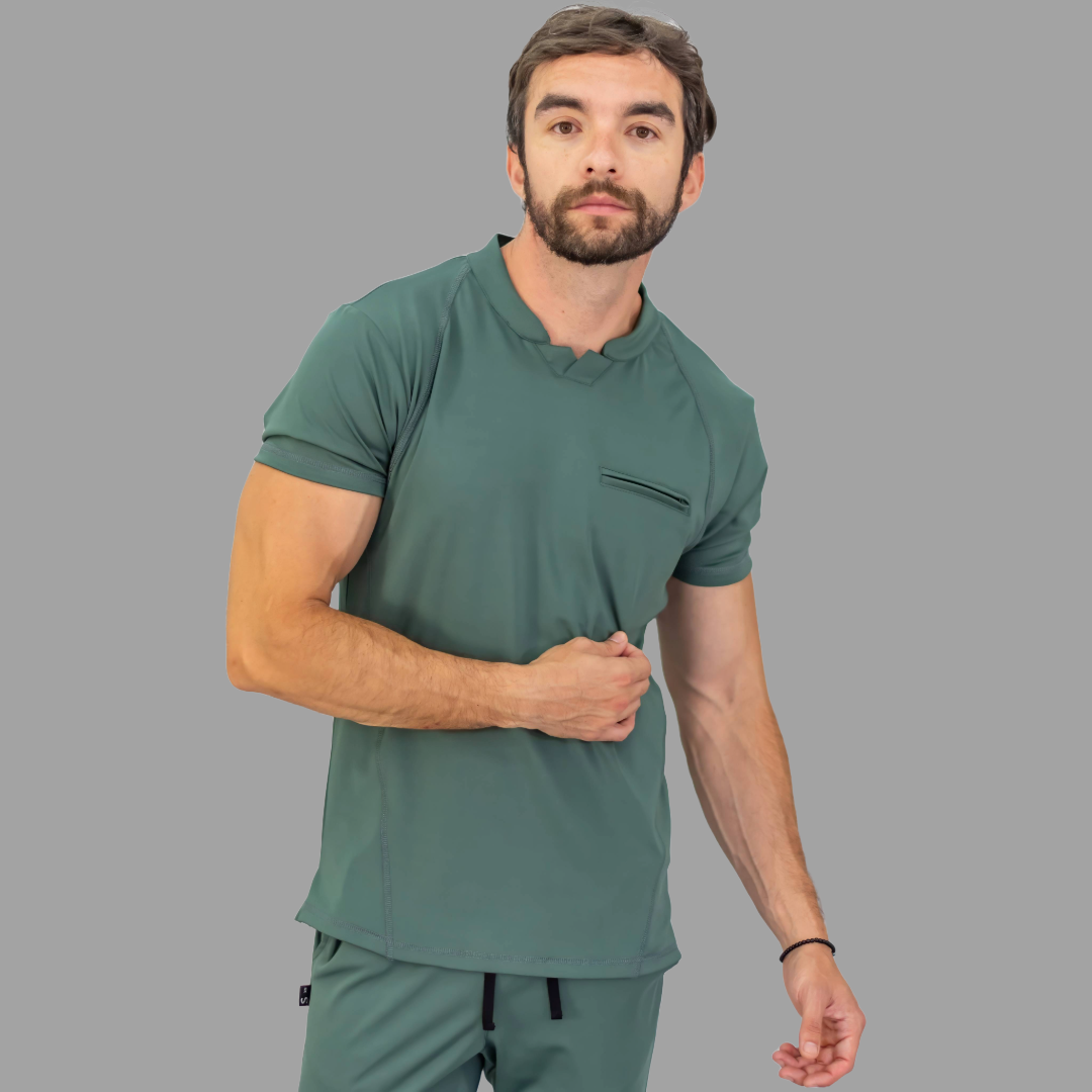 Conjunto Quirúrgico Verde Pino para Hombre – Estilo 910 | Super Stretch Slim Fit