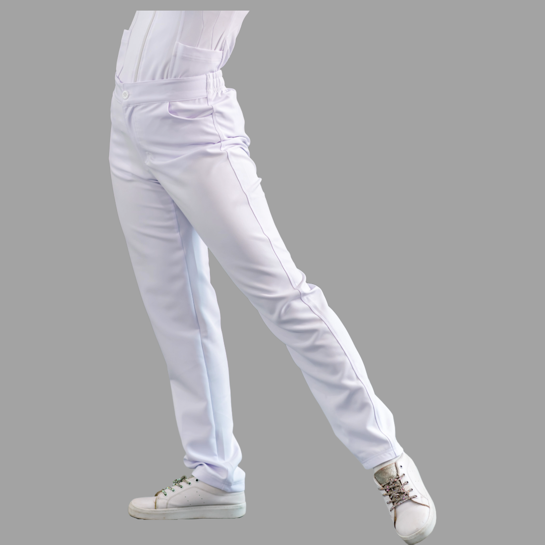 Pantalón Clínico Blanco Mujer Stretch Antifluido Pretina Elástica