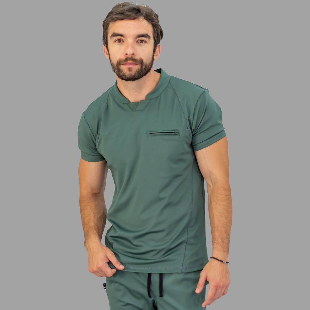 Conjunto Quirúrgico Verde Pino para Hombre – Estilo 910 | Super Stretch Slim Fit