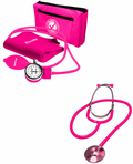 kit baumanometro popular aneroide rosa con estetoscopio checkatek hergom Sandel Medica