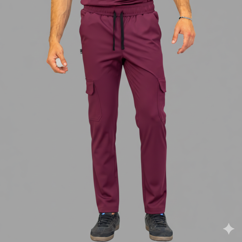Pantalón Est. 910 Dobladillo Quirúrgico Hombre Vino Super Stretch, Scrubs 910