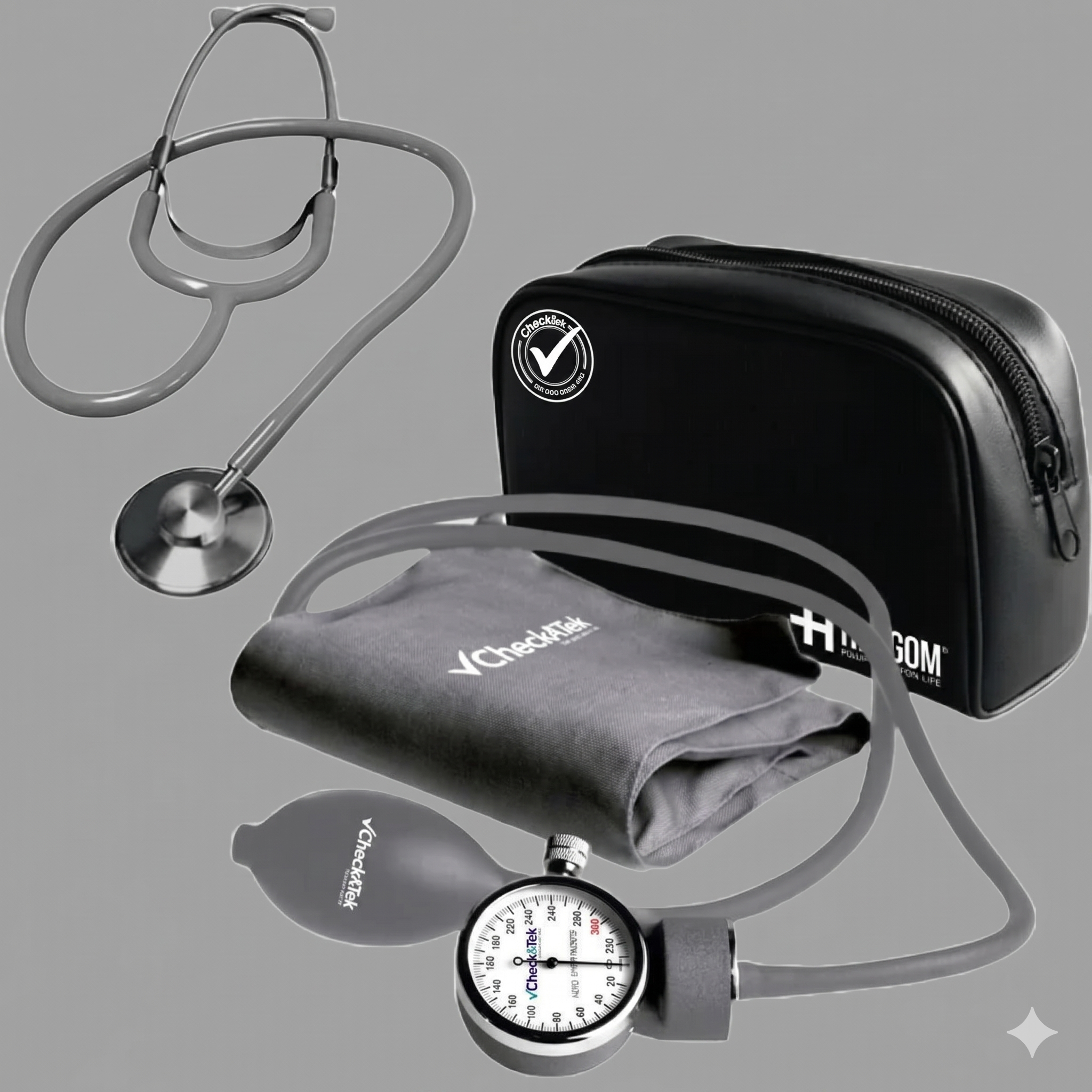 Kit Simple Baumanometro Eco. Gris (incluye estetoscopio)