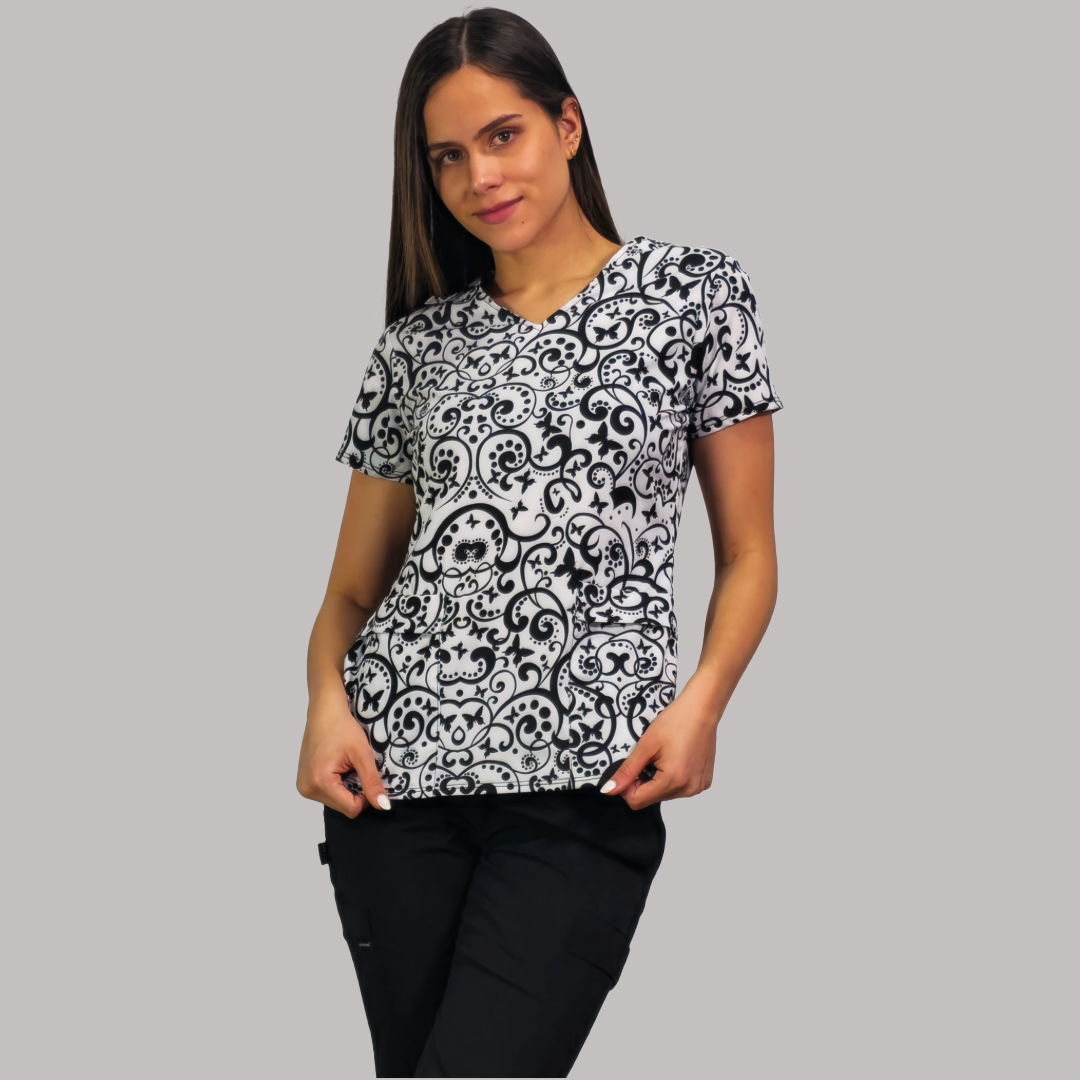 Filipina Para Scrubs, 600 Dama Estampado Black Butterfly