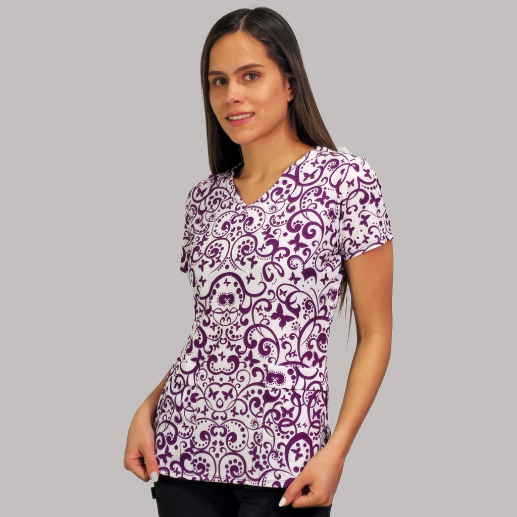 Filipina Dama Estampado Grape Butterfly, Scrubs 600