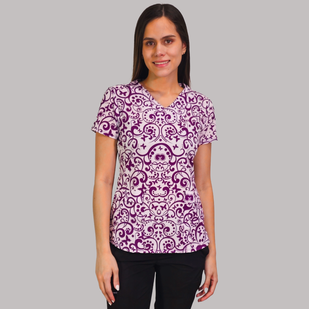 Filipina Dama Estampado Grape Butterfly, Scrubs 600