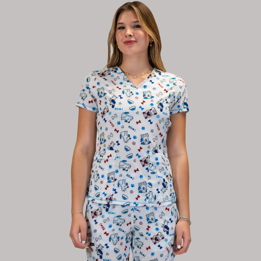 Filipina Dama Estampado Doggy, Scrubs 600 (Uniformes Medicos)