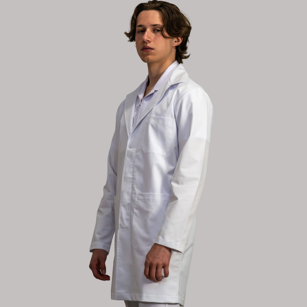 Bata Médica Blanca Hombre Antifluido Stretch Alviero