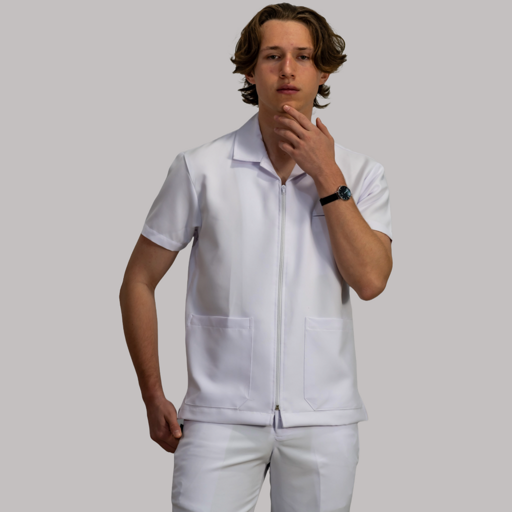 Filipina Hombre Blanca Alviero cuello sport Con Cierre Antifluido