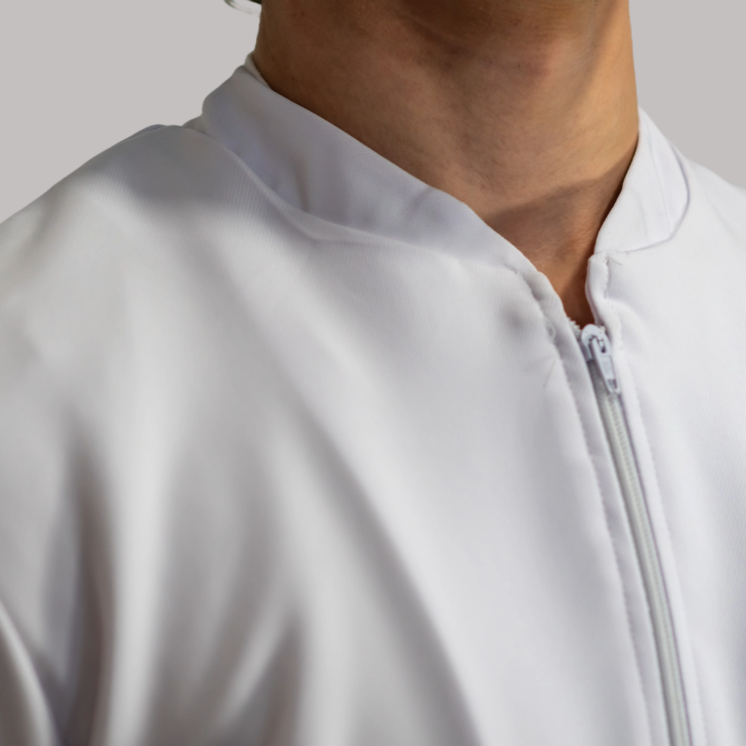 Filipina Hombre Blanca Pure White cuello MAO con cierre Antifluido