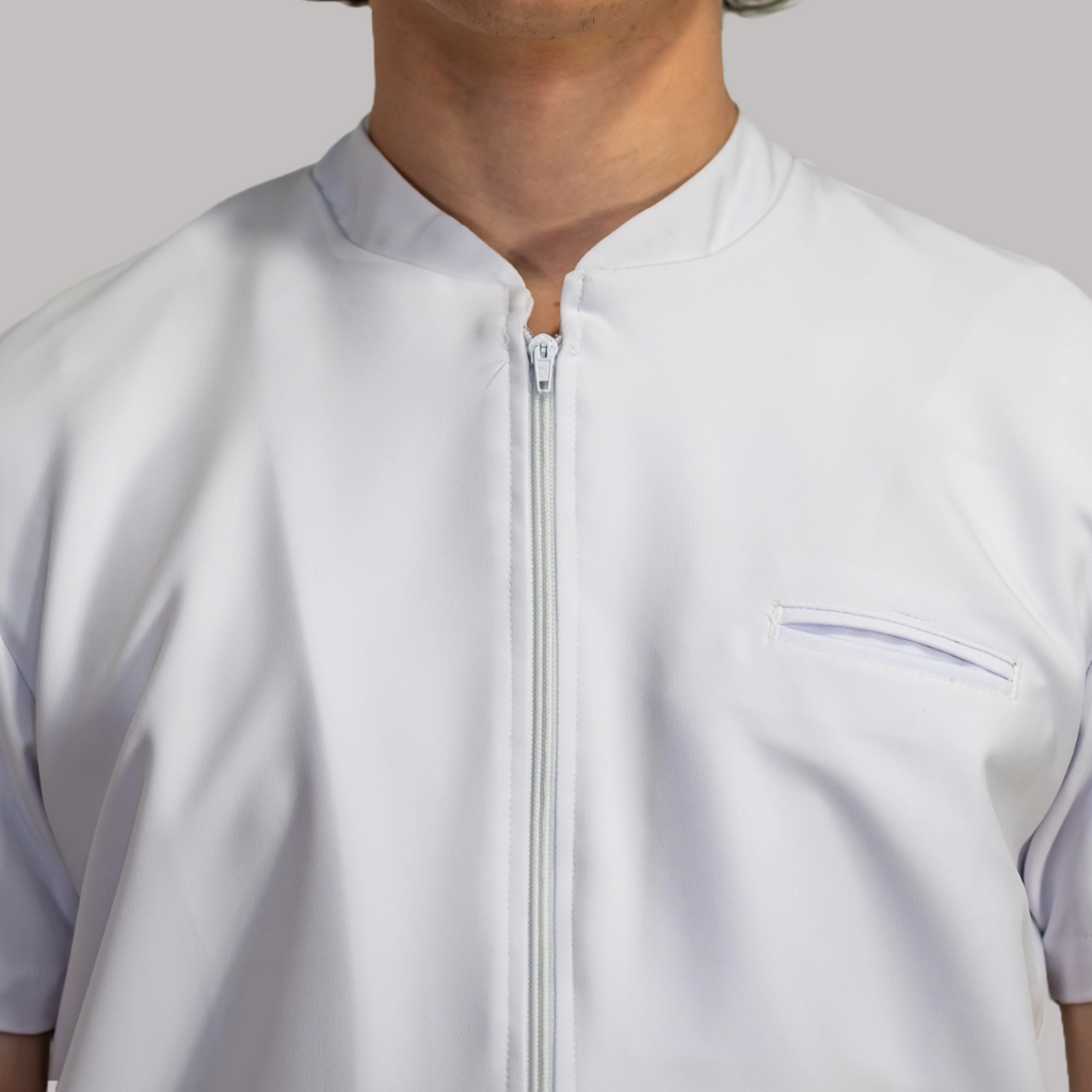 Filipina Hombre Blanca Pure White cuello MAO con cierre Antifluido