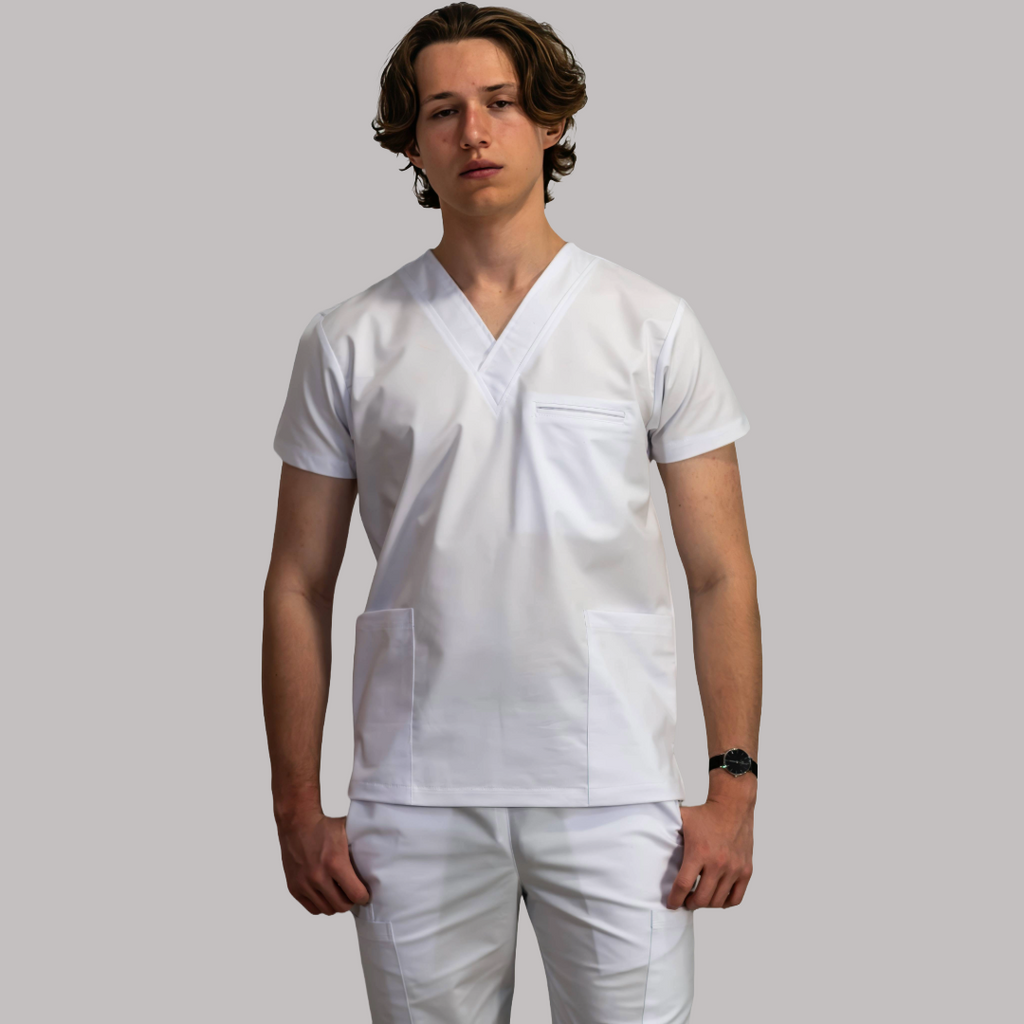 Filipina 501  Blanca cuello V Hombre Villela 65/35/Pol/Alg.