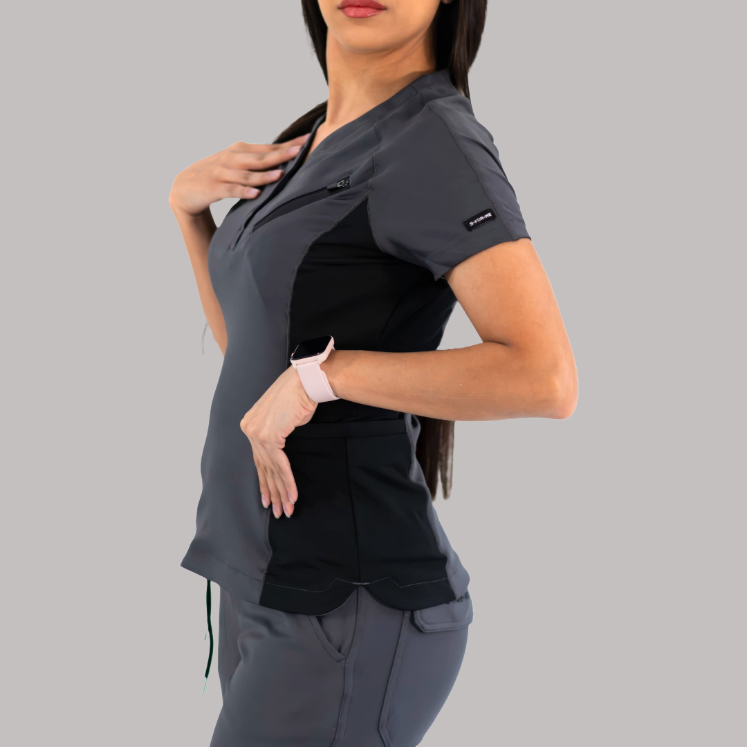 Filipina Quirúrgica Mujer Super Stretch Gris - Negro, Scrubs 905
