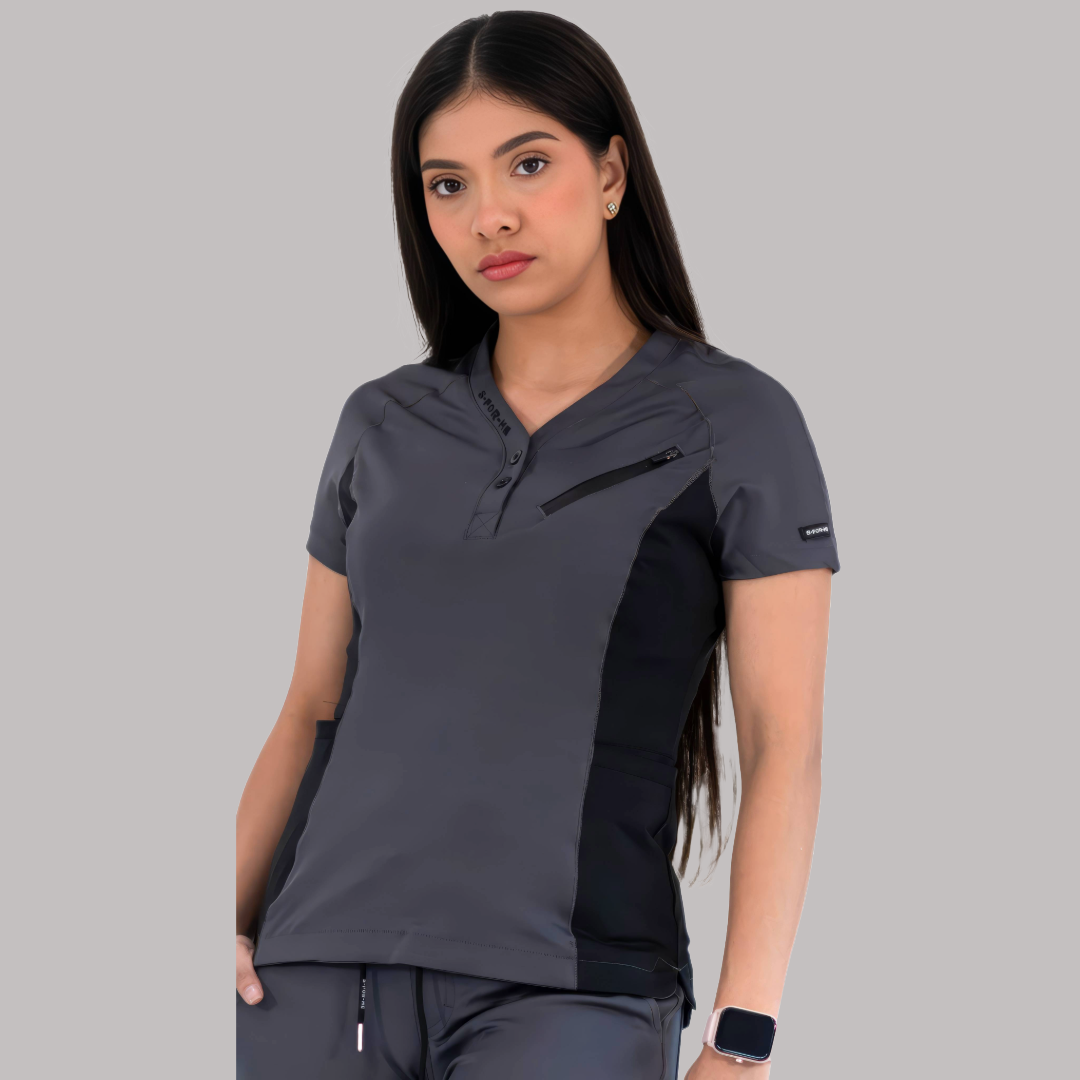 Filipina Quirúrgica Mujer Super Stretch Gris - Negro, Scrubs 905