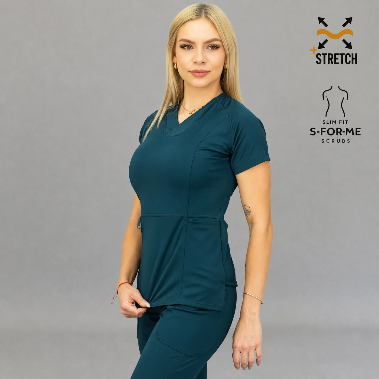 Filipina Quirúrgica Mujer Est. 902 | Azul Petroleo Super Stretch