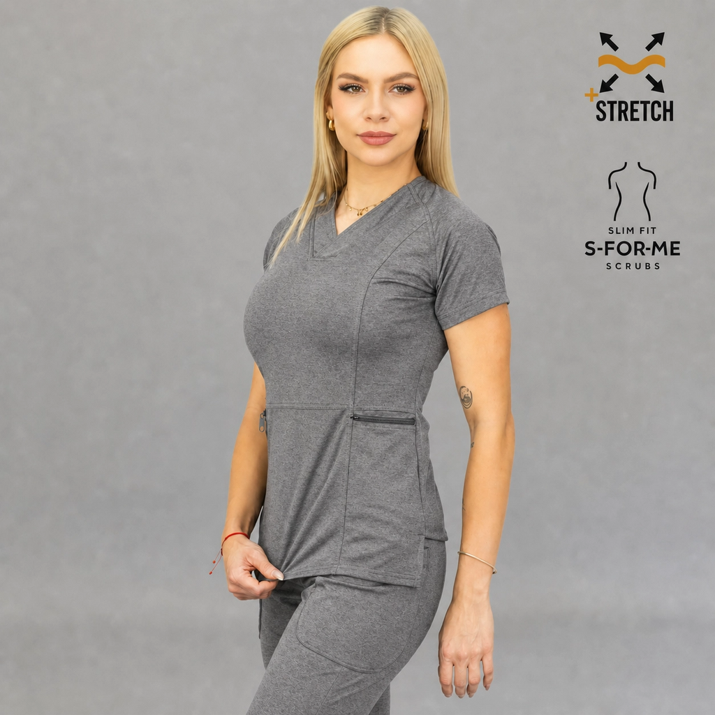 Filipina Quirúrgica Mujer Est. 902 | Gris Jaspeado Super Stretch