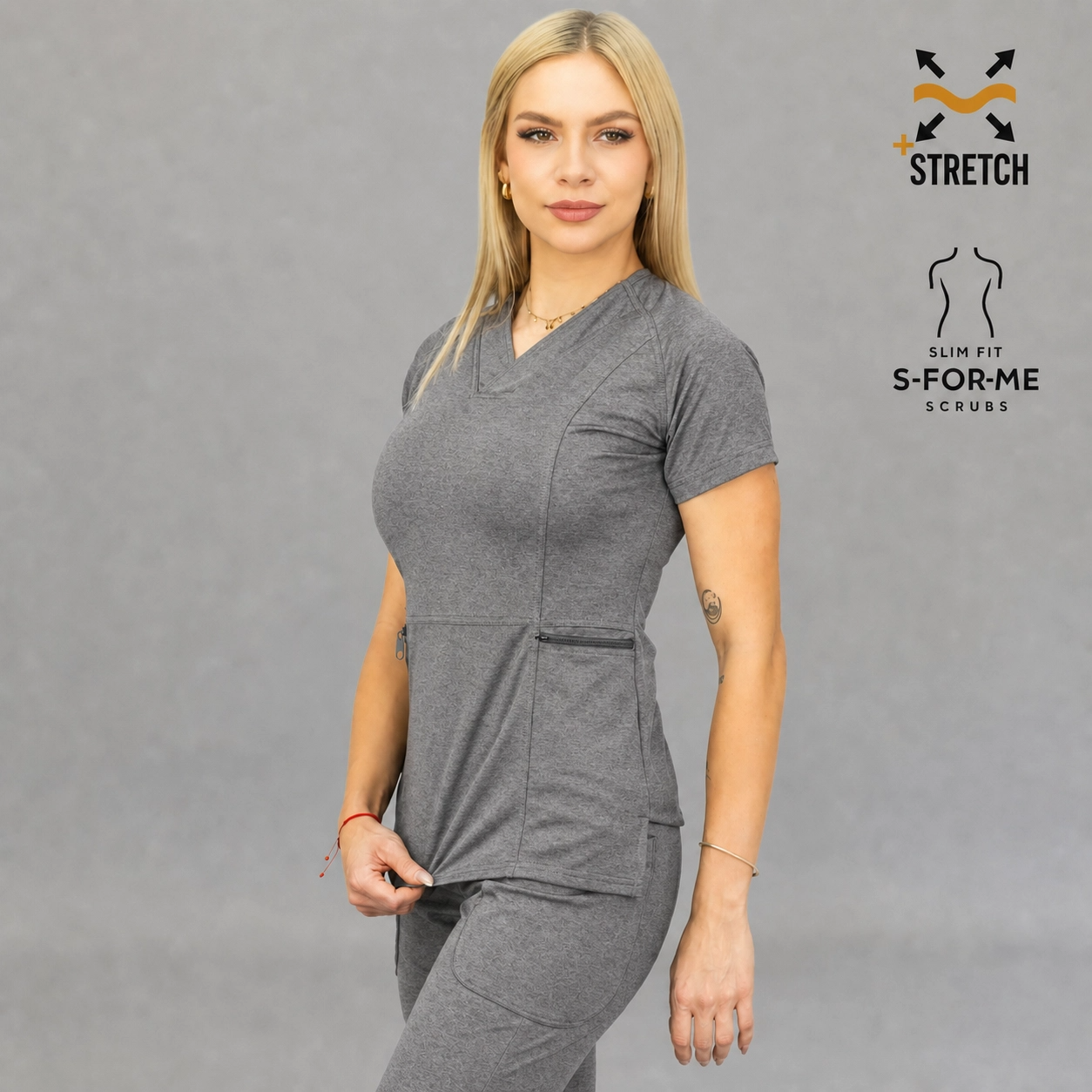 Filipina Quirúrgica Mujer Est. 902 | Gris Jaspeado Super Stretch