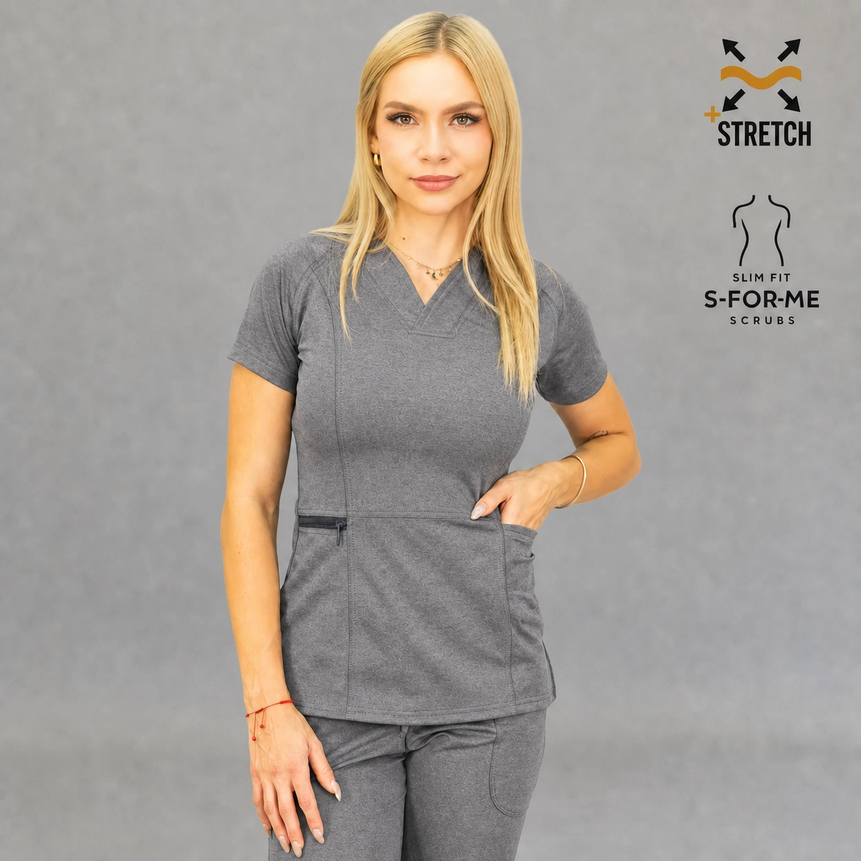 Filipina Quirúrgica Mujer Est. 902 | Gris Jaspeado Super Stretch