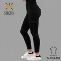 Jogger quirúrgico mujer negro Super Stretch 901 — vista lateral con bolsillos cargo y logo Stretch