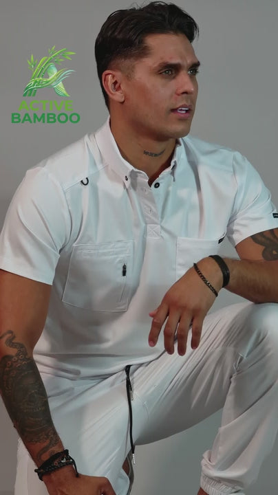 Jogger Blanco Bamboo Quirúrgico Hombre S-FOR-ME 510 - Tela Bambú 160g