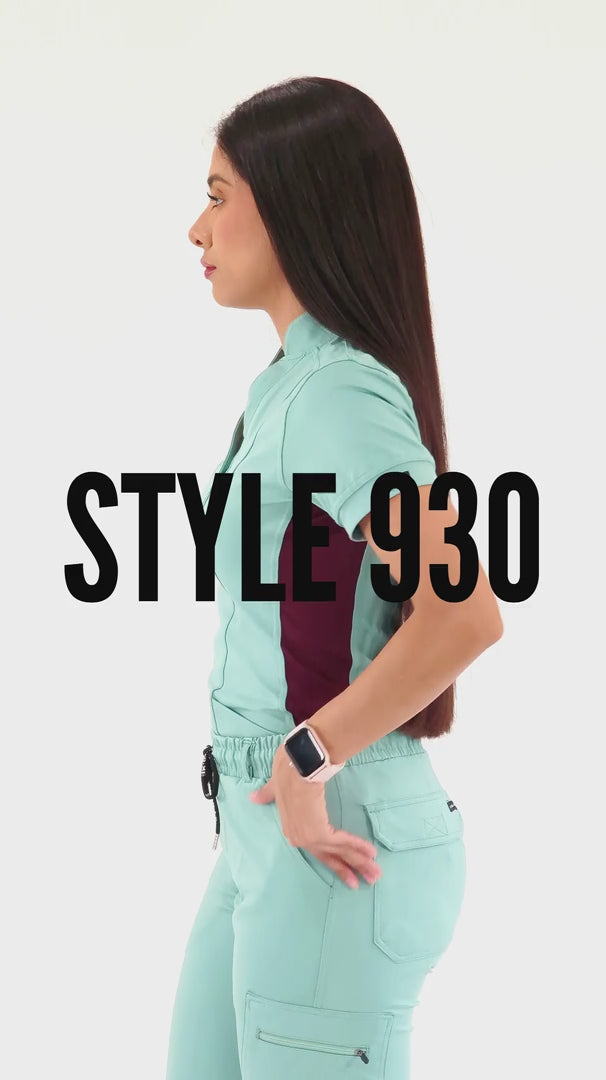 Filipina Médica para Mujer Modelo 930 Verde Menta y Vino Superstretch