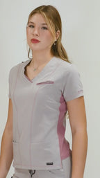 Filipina Quirúrgica Gris Perla/Rosa Mujer Antifluido, Scrubs 300